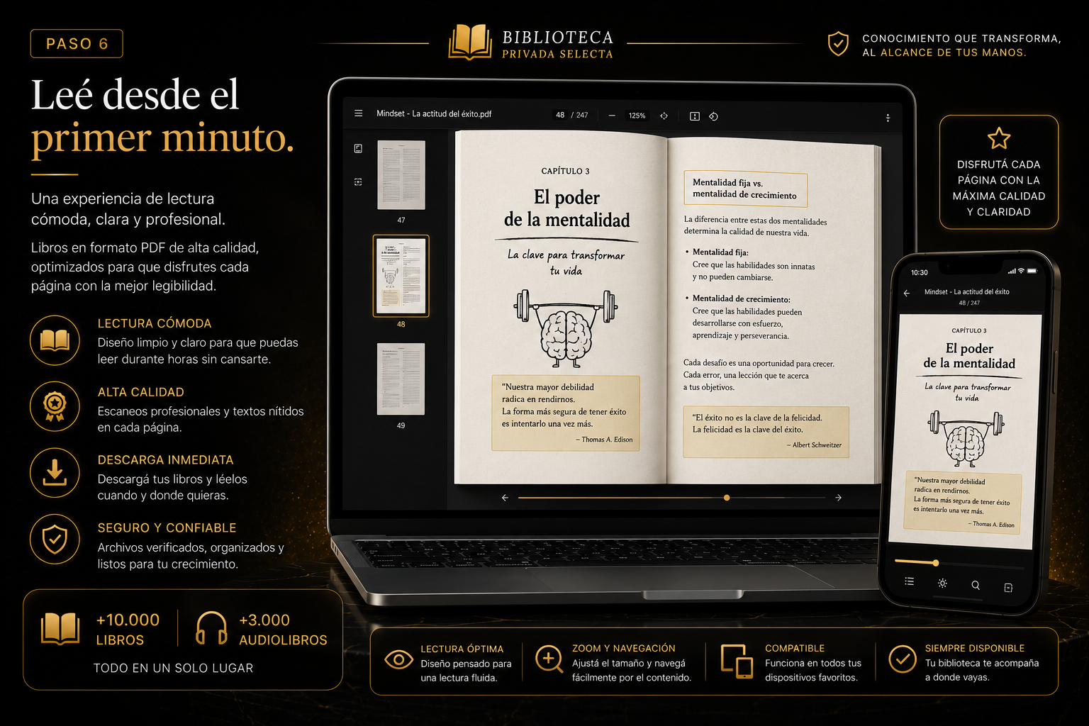 Experiencia de lectura desde el primer minuto